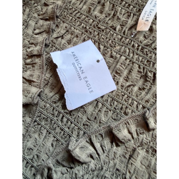 American Eagle Smocked Shirt Small Olive Green Peplum NWT Coquette NWT Milkmaid - Picture 8 of 11